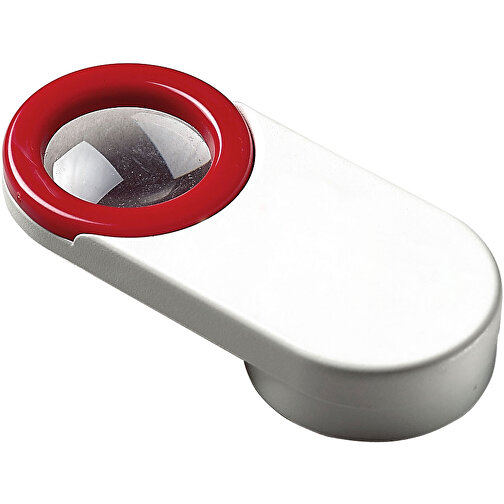 Magnet 'Lupe' , standard-rot, Kunststoff, 6,60cm x 1,20cm x 3,00cm (Länge x Höhe x Breite), Bild 1