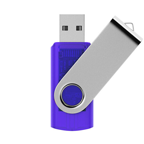 USB-Stick SWING 3.0 16 GB , Promo Effects MB , violett transparent MB , 16 GB , Kunststoff, Metall MB , 10 - 45 MB/s MB , 5,70cm x 1,09cm x 1,90cm (Länge x Höhe x Breite), Bild 1