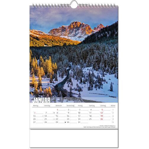 Kalender 'Bergwelten' i formatet 24 x 38,5 cm, med Wire-O indbinding, Billede 2