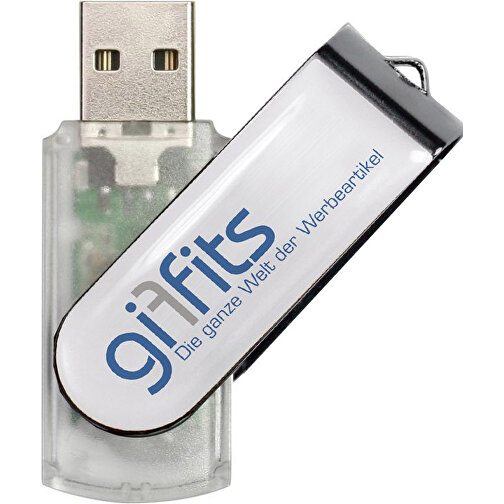 USB-Stick SWING 3.0 DOMING 8GB , Promo Effects MB , klar transparent MB , 8 GB , Kunststoff/ Aluminium MB , 10 - 45 MB/s MB , 5,70cm x 1,00cm x 1,90cm (Länge x Höhe x Breite), Bild 1