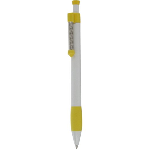 Kugelschreiber Spring Grippy , Ritter-Pen, zitronen-gelb/weiss, ABS-Kunststoff, 14,10cm (Länge), Bild 1