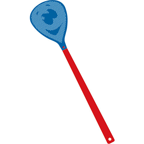 Fliegenklatsche 'Gesicht' , rot, blau, PE+PS, 43,30cm x 0,50cm x 10,30cm (Länge x Höhe x Breite), Bild 1