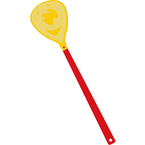 Fliegenklatsche 'Gesicht' , rot, gelb, PE+PS, 43,30cm x 0,50cm x 10,30cm (Länge x Höhe x Breite), Bild 1