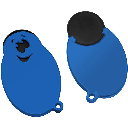 Chiphalter Mit 1€-Chip 'Gesicht' , schwarz, blau, ABS, 5,90cm x 0,40cm x 3,50cm (Länge x Höhe x Breite), Bild 1