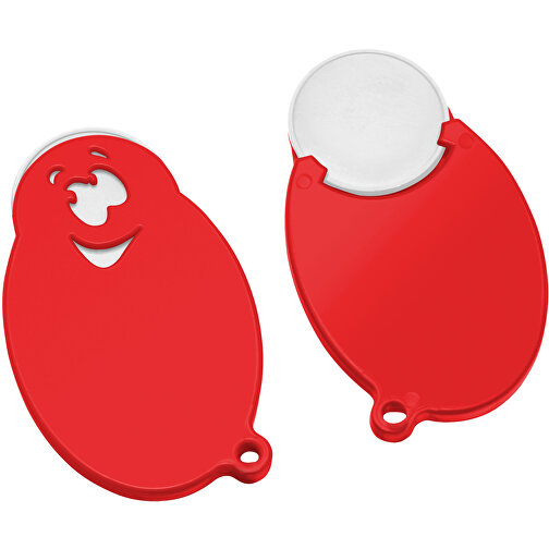 Chiphalter Mit 1€-Chip 'Gesicht' , weiß, rot, ABS, 5,90cm x 0,40cm x 3,50cm (Länge x Höhe x Breite), Bild 1