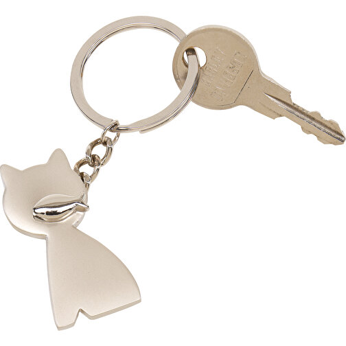Schlüsselanhänger CAT , silber, Zinklegierung / Stahl, 8,50cm x 0,50cm x 2,00cm (Länge x Höhe x Breite), Bild 1