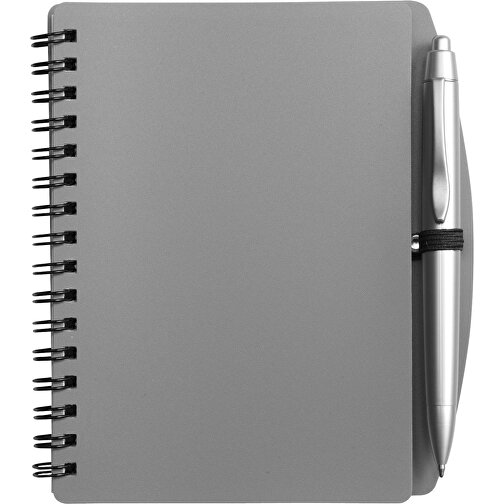 Notizbuch Aus Kunststoff Kimora , grau, Metall, Papier, PP 0.7mm, 14,80cm x 1,30cm x 13,00cm (Länge x Höhe x Breite), Bild 1