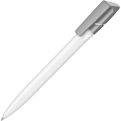 Kugelschreiber TWISTER , Ritter-Pen, steingrau/weiß, ABS-Kunststoff, 14,50cm (Länge), Bild 2