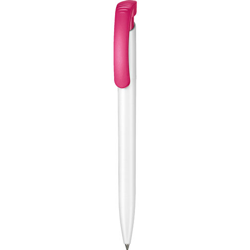 Kugelschreiber CLEAR , Ritter-Pen, pink/weiß, ABS-Kunststoff, 14,80cm (Länge), Bild 1