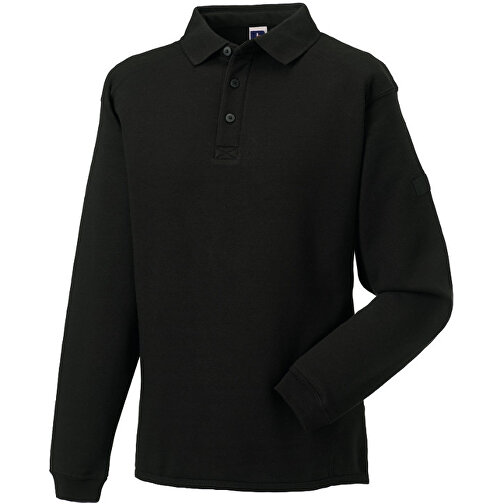 Workwear-Sweatshirt Im Polo-Stil , Russell, schwarz, 80% Baumwolle, 20% Polyester, L, , Bild 1