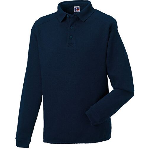 Workwear-Sweatshirt Im Polo-Stil , Russell, navy blau, 80% Baumwolle, 20% Polyester, L, , Bild 1