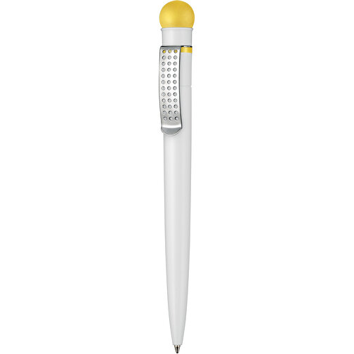 Kugelschreiber SATELLITE , Ritter-Pen, zitronen-gelb/weiss, ABS-Kunststoff, 14,60cm (Länge), Bild 1