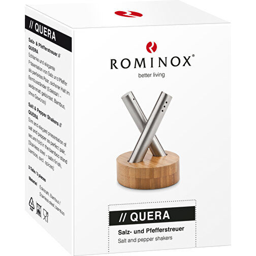 ROMINOX® Salz- & Pfefferstreuer // Quera , Edelstahl - seidenmatt gebürstet, Bambus, 8,00cm x 2,50cm x 8,00cm (Länge x Höhe x Breite), Bild 2