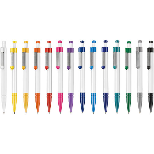 Kugelschreiber SPRING , Ritter-Pen, signalrot/weiß, ABS-Kunststoff, 14,10cm (Länge), Bild 4