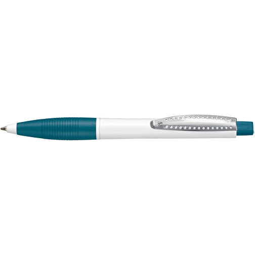 Kugelschreiber CLUB , Ritter-Pen, petrol/weiß, ABS-Kunststoff, 14,20cm (Länge), Bild 3