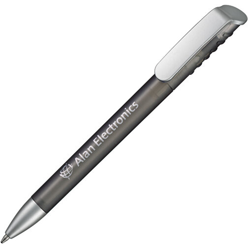 Kugelschreiber Top Spin Frozen SI , Ritter-Pen, schwarz-frozen/silber, ABS-Kunststoff, 14,10cm (Länge), Bild 2