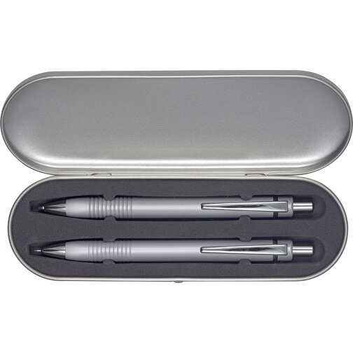 Schreib-Set TRIANGLE  SILBER, Incl. 2-er Pen-Box , Ritter-Pen, silber, Aluminium, Weißblech, 14,30cm (Länge), Bild 1