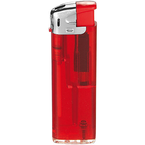 TOM® QM-506 12 Elektronik-Feuerzeug , Tom, transparent rot, AS/ABS, 2,50cm x 8,20cm x 1,10cm (Länge x Höhe x Breite), Bild 1