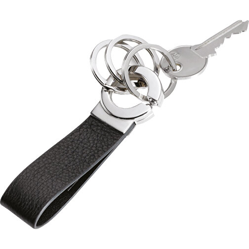 TROIKA Schlüsselanhänger KEY-CLICK , Troika, schwarz, silberfarben, Leder, Metall, 10,10cm x 0,80cm x 3,10cm (Länge x Höhe x Breite), Bild 2