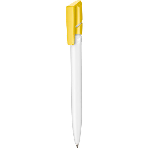Kugelschreiber TWISTER , Ritter-Pen, weiß/zitronen-gelb, ABS-Kunststoff, 14,50cm (Länge), Bild 1
