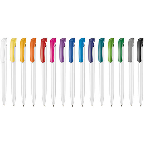 Kugelschreiber CLEAR SHINY , Ritter-Pen, apricot/weiß, ABS-Kunststoff, 14,80cm (Länge), Bild 4