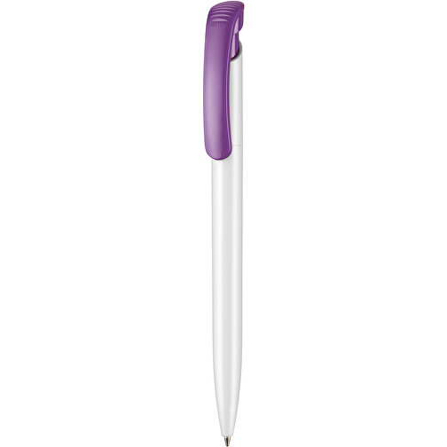Kugelschreiber CLEAR SHINY , Ritter-Pen, violett/weiss, ABS-Kunststoff, 14,80cm (Länge), Bild 1