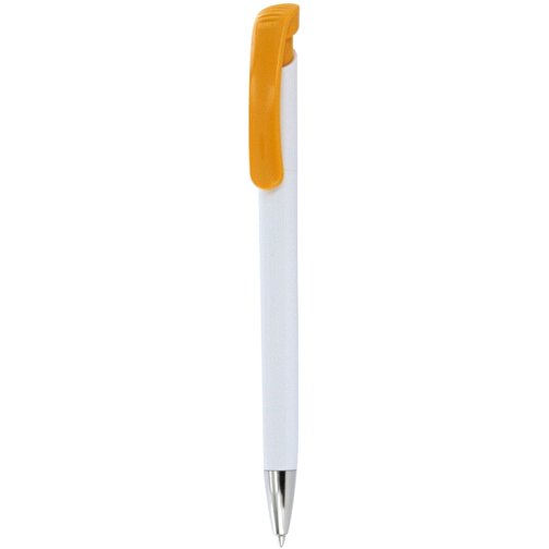 Kugelschreiber BONITA , Ritter-Pen, apricot/weiß, ABS-Kunststoff, 14,80cm (Länge), Bild 1