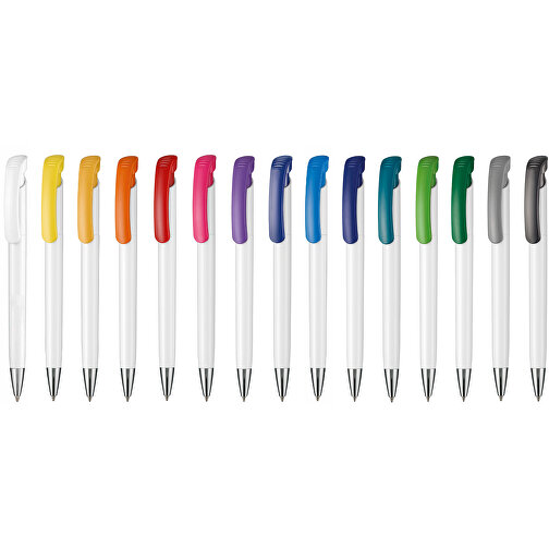 Kugelschreiber BONITA , Ritter-Pen, violett/weiß, ABS-Kunststoff, 14,80cm (Länge), Bild 4