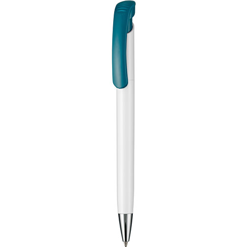 Kugelschreiber BONITA , Ritter-Pen, petrol/weiß, ABS-Kunststoff, 14,80cm (Länge), Bild 1