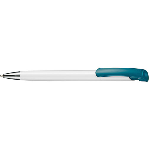 Kugelschreiber BONITA , Ritter-Pen, petrol/weiß, ABS-Kunststoff, 14,80cm (Länge), Bild 3