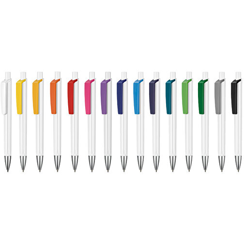 Kugelschreiber TRI-STAR , Ritter-Pen, zitronen-gelb/weiss, ABS-Kunststoff, 14,00cm (Länge), Bild 4