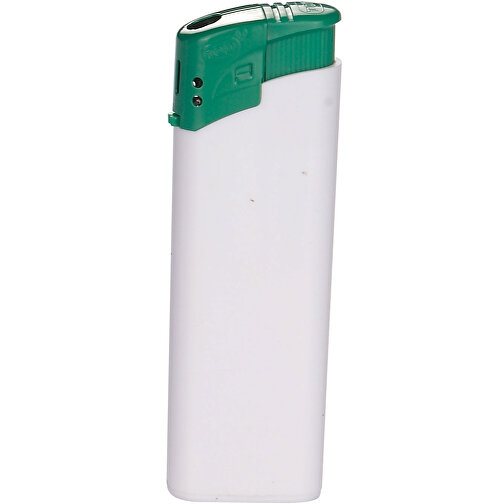 TOM® EB-15 25 Elektronik-Feuerzeug , Tom, weiß / grün, AS/ABS, 2,50cm x 8,20cm x 1,10cm (Länge x Höhe x Breite), Bild 1