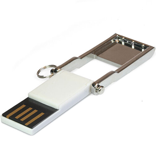 USB-Stick TINY 32GB , Promo Effects MB , silber / weiß MB , 32 GB , Zinklegierung MB , 3 - 10 MB/s MB , 3,00cm x 0,40cm x 1,60cm (Länge x Höhe x Breite), Bild 1