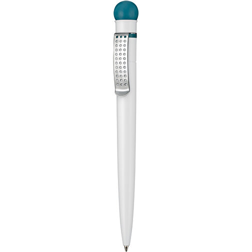 Kugelschreiber SATELLITE , Ritter-Pen, petrol/weiß, ABS-Kunststoff, 14,60cm (Länge), Bild 1