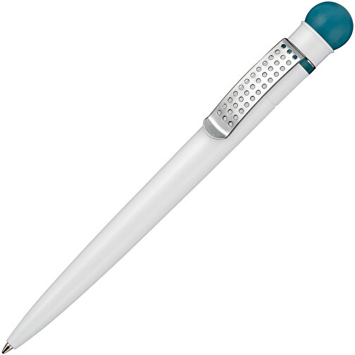 Kugelschreiber SATELLITE , Ritter-Pen, petrol/weiß, ABS-Kunststoff, 14,60cm (Länge), Bild 2