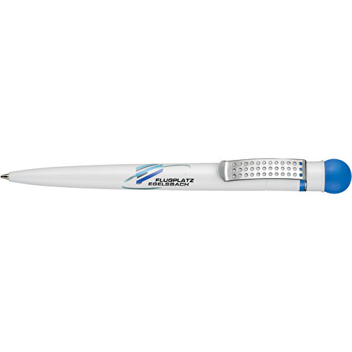 Kugelschreiber SATELLITE , Ritter-Pen, himmelblau/weiß, ABS-Kunststoff, 14,60cm (Länge), Bild 3