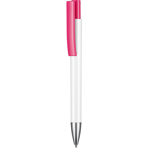 Kugelschreiber STRATOS , Ritter-Pen, pink/weiß, ABS-Kunststoff, 14,50cm (Länge), Bild 1