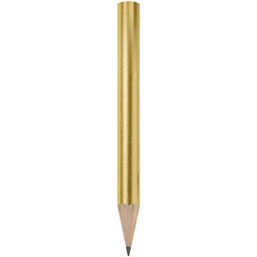 Bleistift, Lackiert, Rund, Kurz , gold, Holz, 8,50cm x 0,70cm x 0,70cm (Länge x Höhe x Breite), Bild 1