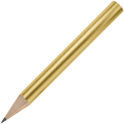 Bleistift, Lackiert, Rund, Kurz , gold, Holz, 8,50cm x 0,70cm x 0,70cm (Länge x Höhe x Breite), Bild 2