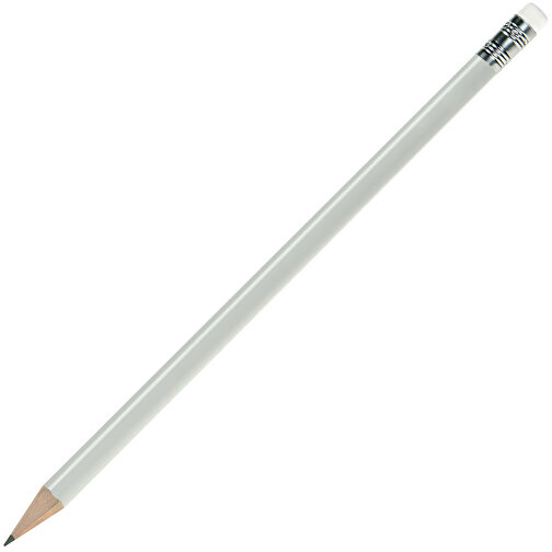 Bleistift Rund, Lackiert, Mit Radierer , weiß, Radierer weiß, Holz, 18,50cm x 0,70cm x 0,70cm (Länge x Höhe x Breite), Bild 2