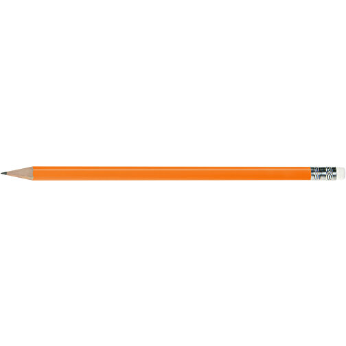 Bleistift Rund, Lackiert, Mit Radierer , orange, Radierer weiß, Holz, 18,50cm x 0,70cm x 0,70cm (Länge x Höhe x Breite), Bild 3