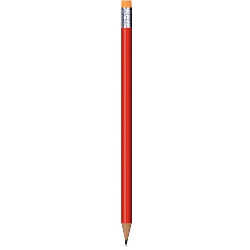 Bleistift Rund, Lackiert, Mit Radierer , himbeere, Radierer neonorange, Holz, 18,50cm x 0,70cm x 0,70cm (Länge x Höhe x Breite), Bild 1
