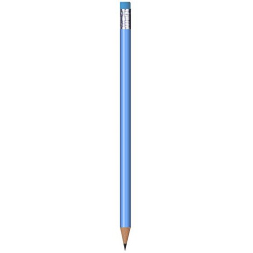 Bleistift Rund, Lackiert, Mit Radierer , hellblau, Radierer hellblau, Holz, 18,50cm x 0,70cm x 0,70cm (Länge x Höhe x Breite), Bild 1