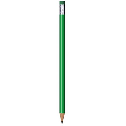 Bleistift Rund, Lackiert, Mit Radierer , grasgrün, Radierer grün, Holz, 18,50cm x 0,70cm x 0,70cm (Länge x Höhe x Breite), Bild 1
