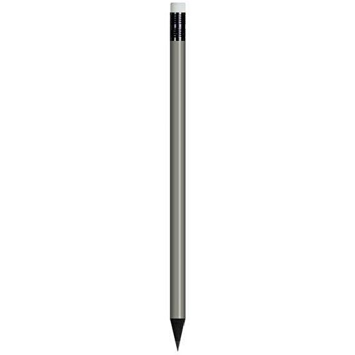 Schwarz Gefärbter Bleistift, Lackiert, Mit Radiergummi, Rund , grau, Radierer weiß, Holz, 18,50cm x 0,70cm x 0,70cm (Länge x Höhe x Breite), Bild 1