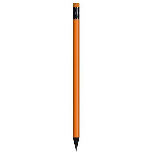 Schwarz Gefärbter Bleistift, Lackiert, Mit Radiergummi, Rund , orange, Radierer weiß, Holz, 18,50cm x 0,70cm x 0,70cm (Länge x Höhe x Breite), Bild 1