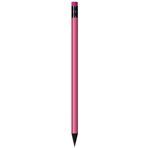 Schwarz Gefärbter Bleistift, Lackiert, Mit Radiergummi, Rund , rosé, Radierer pink, Holz, 18,50cm x 0,70cm x 0,70cm (Länge x Höhe x Breite), Bild 1