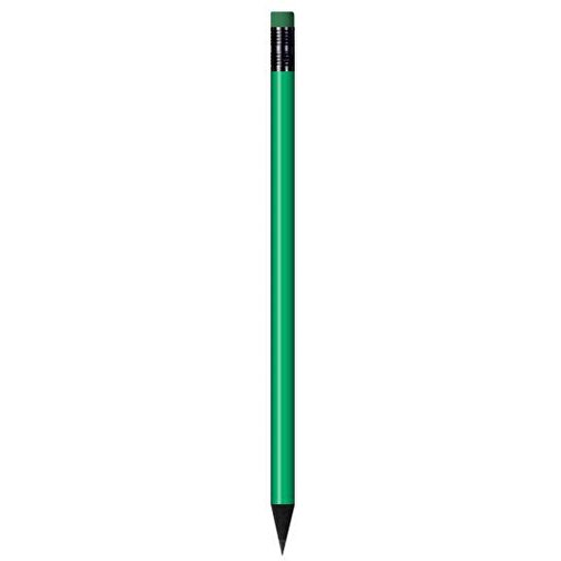 Schwarz Gefärbter Bleistift, Lackiert, Mit Radiergummi, Rund , hellgrün, Radierer grün, Holz, 18,50cm x 0,70cm x 0,70cm (Länge x Höhe x Breite), Bild 1