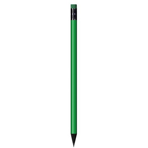 Schwarz Gefärbter Bleistift, Lackiert, Mit Radiergummi, Rund , grasgrün, Radierer grün, Holz, 18,50cm x 0,70cm x 0,70cm (Länge x Höhe x Breite), Bild 1
