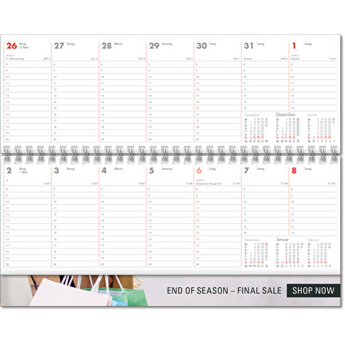 Schreibtischquerkalender 'Business' , grau/rot, Papier, 13,50cm x 30,50cm (Höhe x Breite), Bild 3